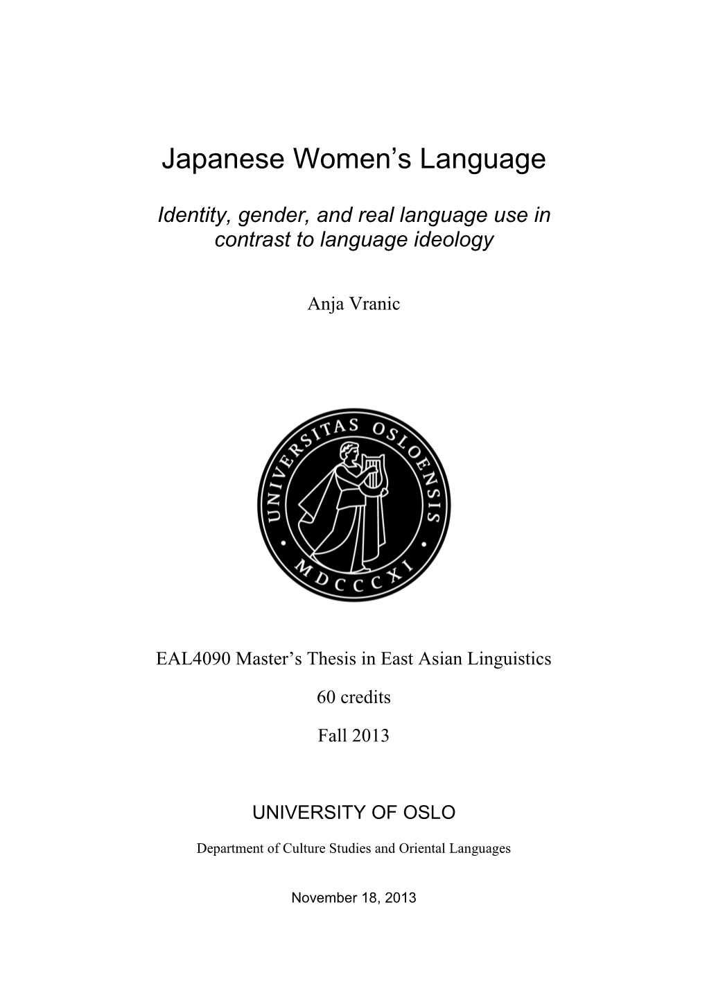 Japanese Women's Language