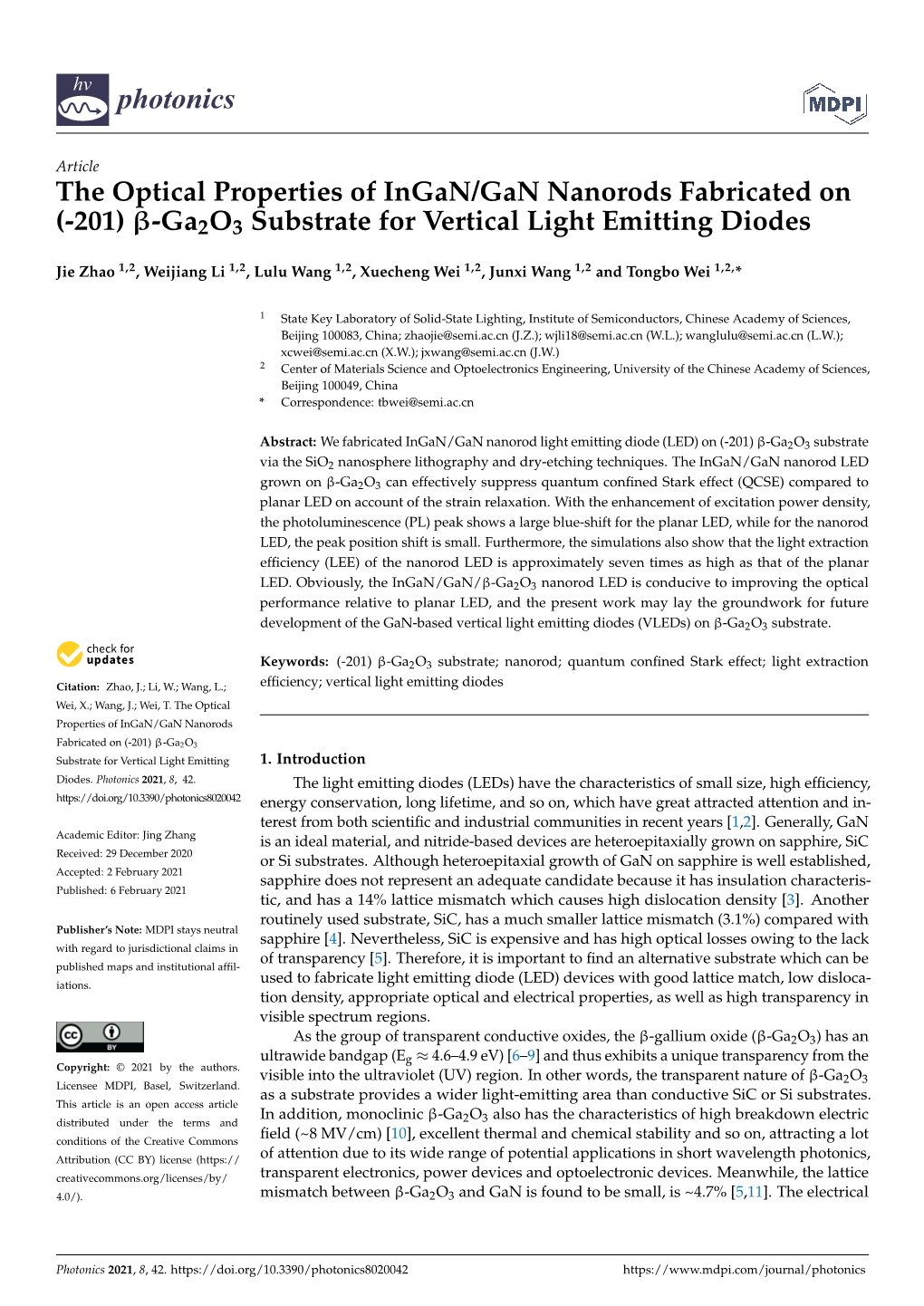 (-201) Β-Ga2o3 Substrate for Vertical Light Emitting Diodes