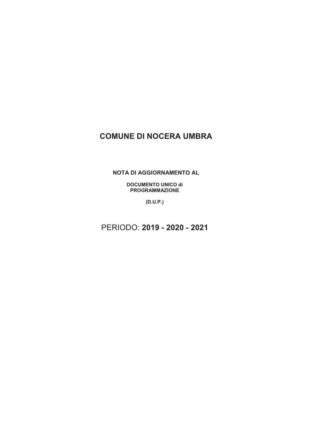 Comune Di Nocera Umbra Periodo: 2019