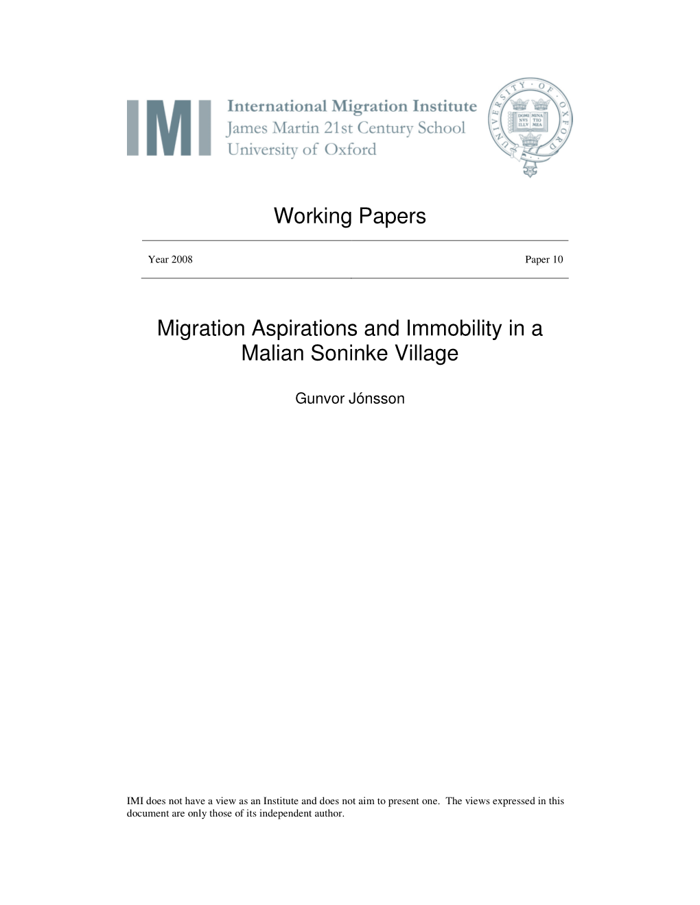 Migration Aspirations and Immobility in a Malian Soninke Village