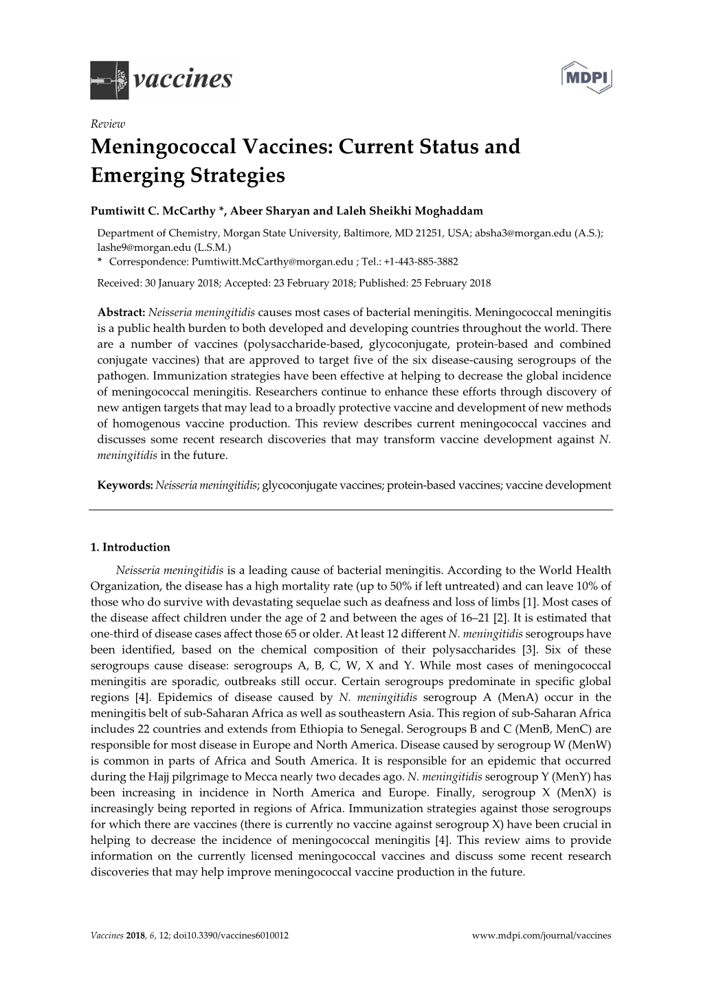 Meningococcal Vaccines: Current Status and Emerging Strategies