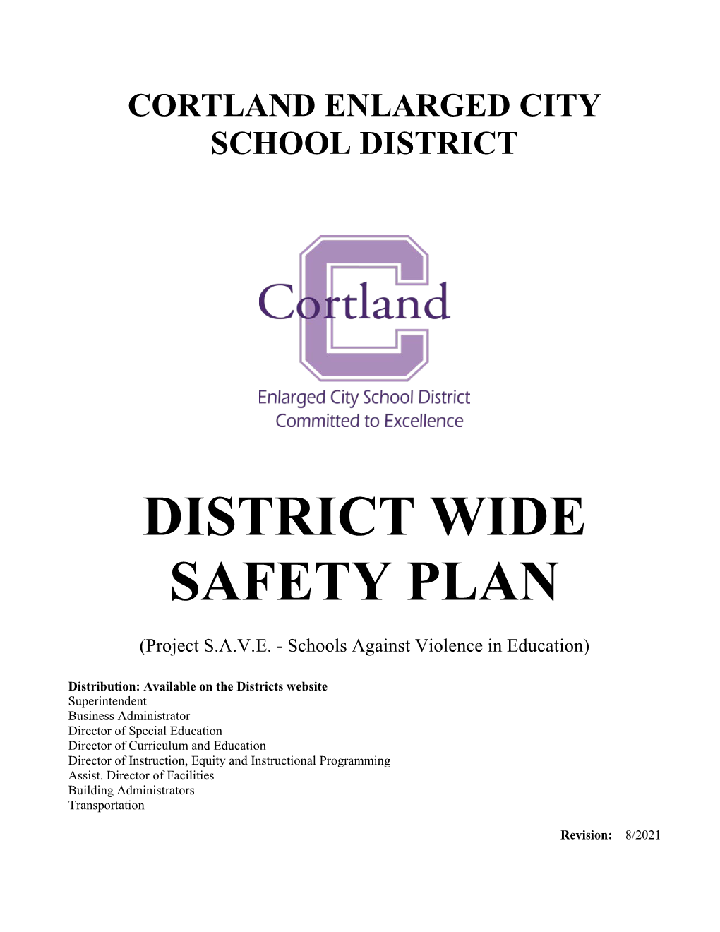 District Wide Safety Plan