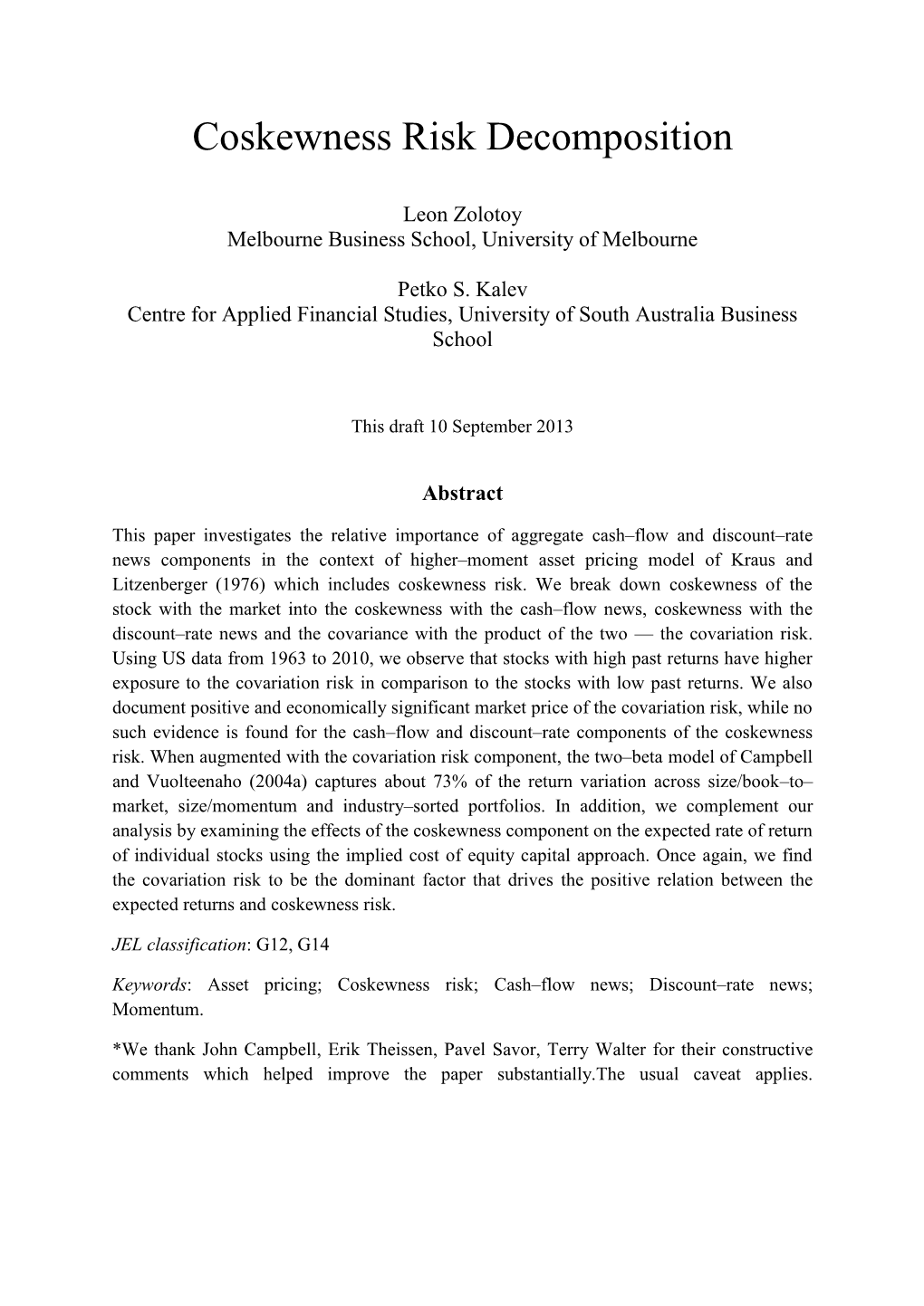 Coskewness Risk Decomposition