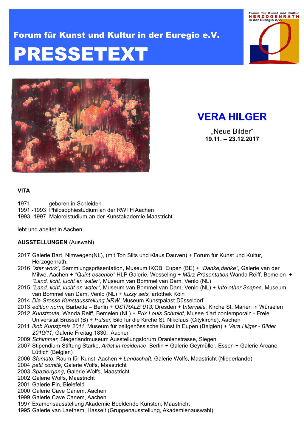 VERA HILGER „Neue Bilder“ 19.11