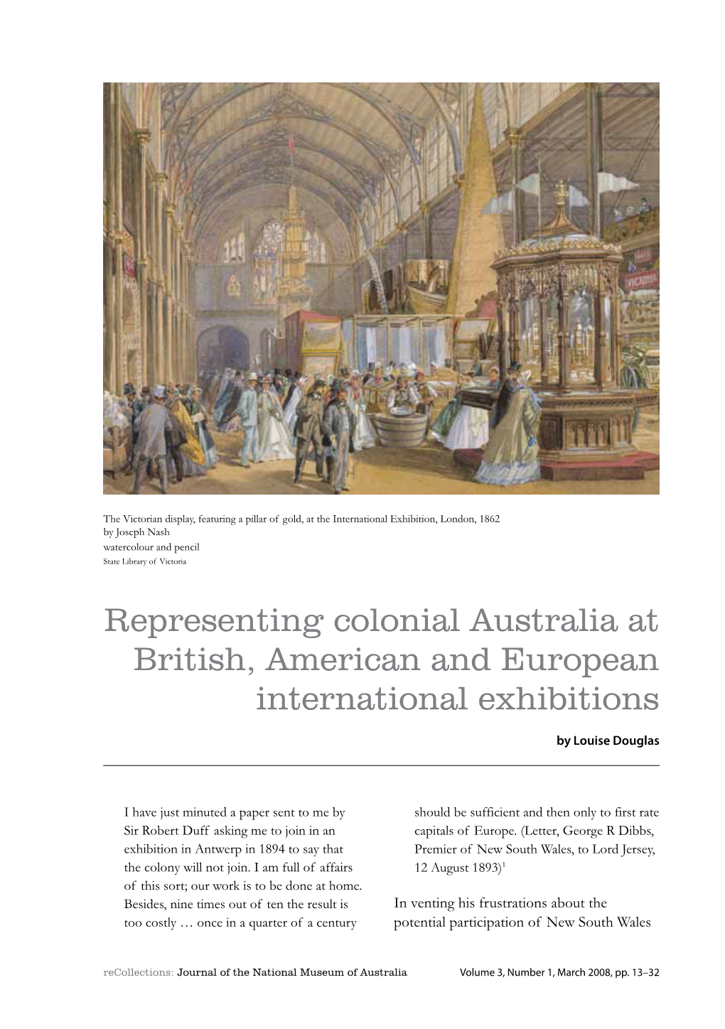 Representing Colonial Australia at British, American and European International Exhibitions