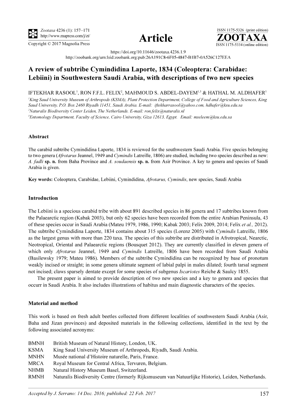 A Review of Subtribe Cymindidina Laporte, 1834 (Coleoptera: Carabidae: Lebiini) in Southwestern Saudi Arabia, with Descriptions of Two New Species