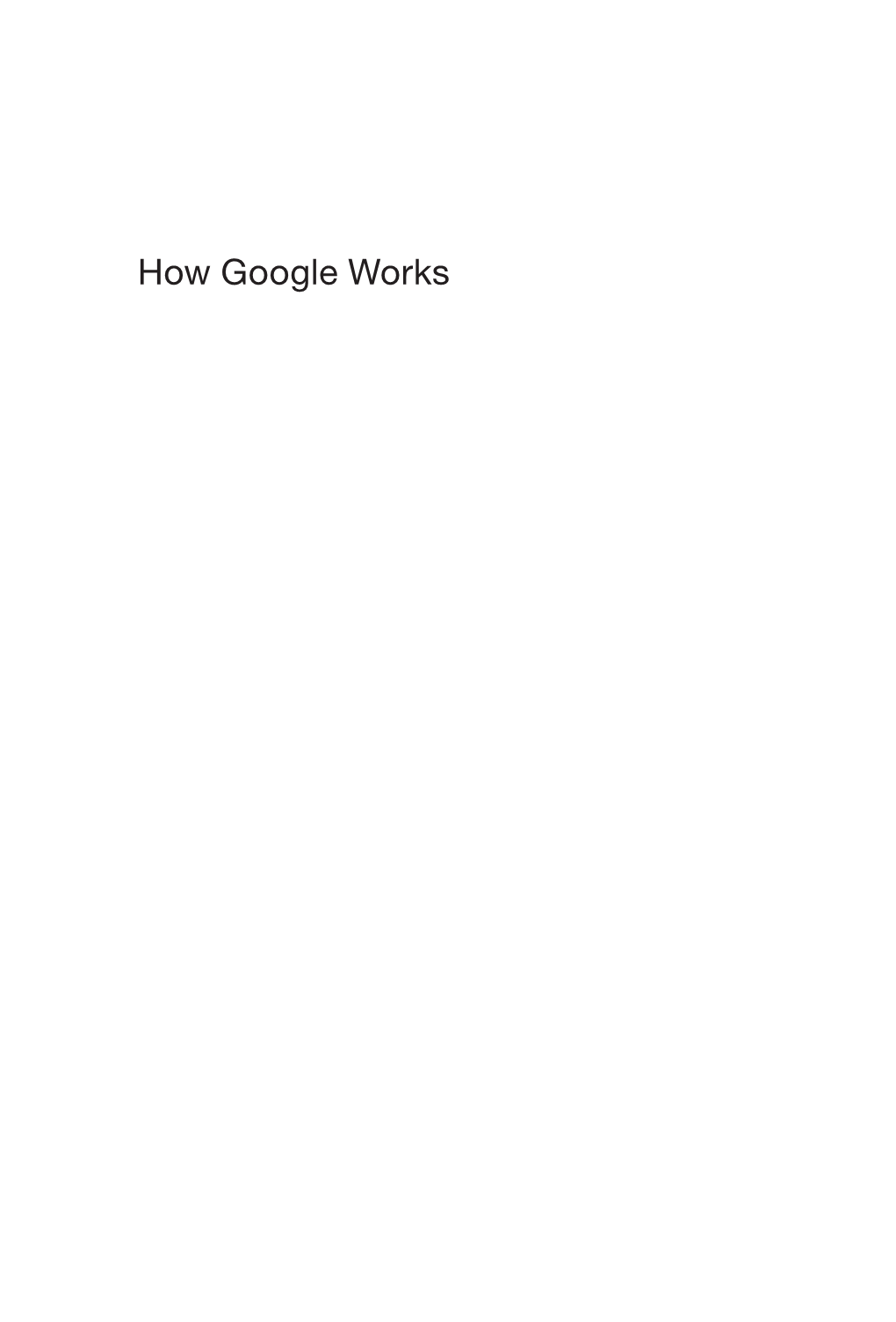 How Google Works