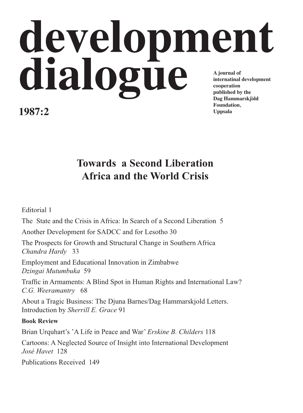Towards a Second Liberation Africa and the World Crisis 1987:2