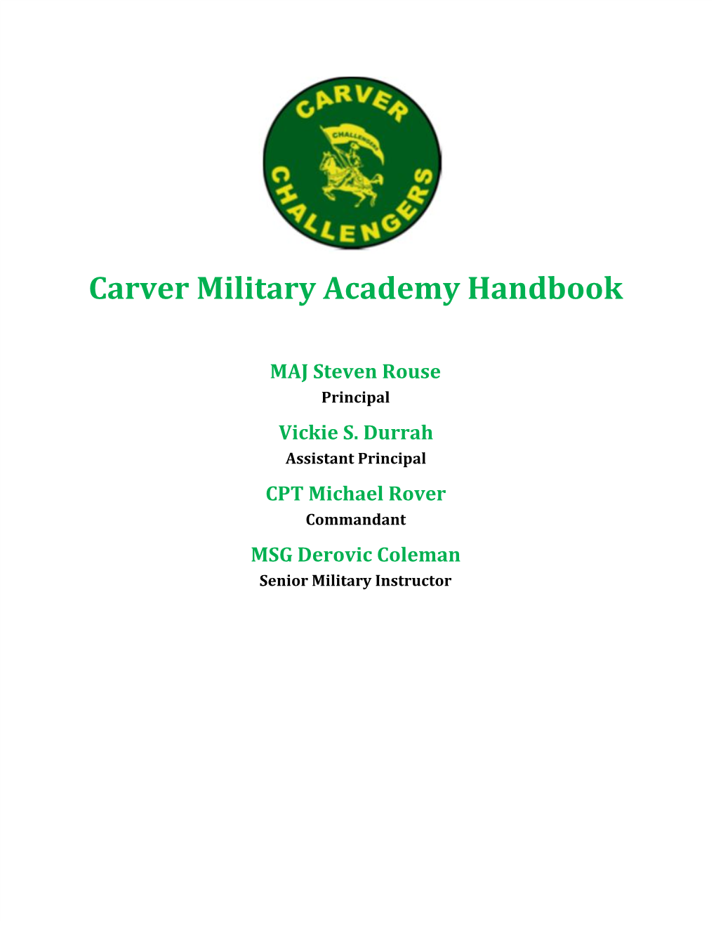 Carver Military Academy Handbook