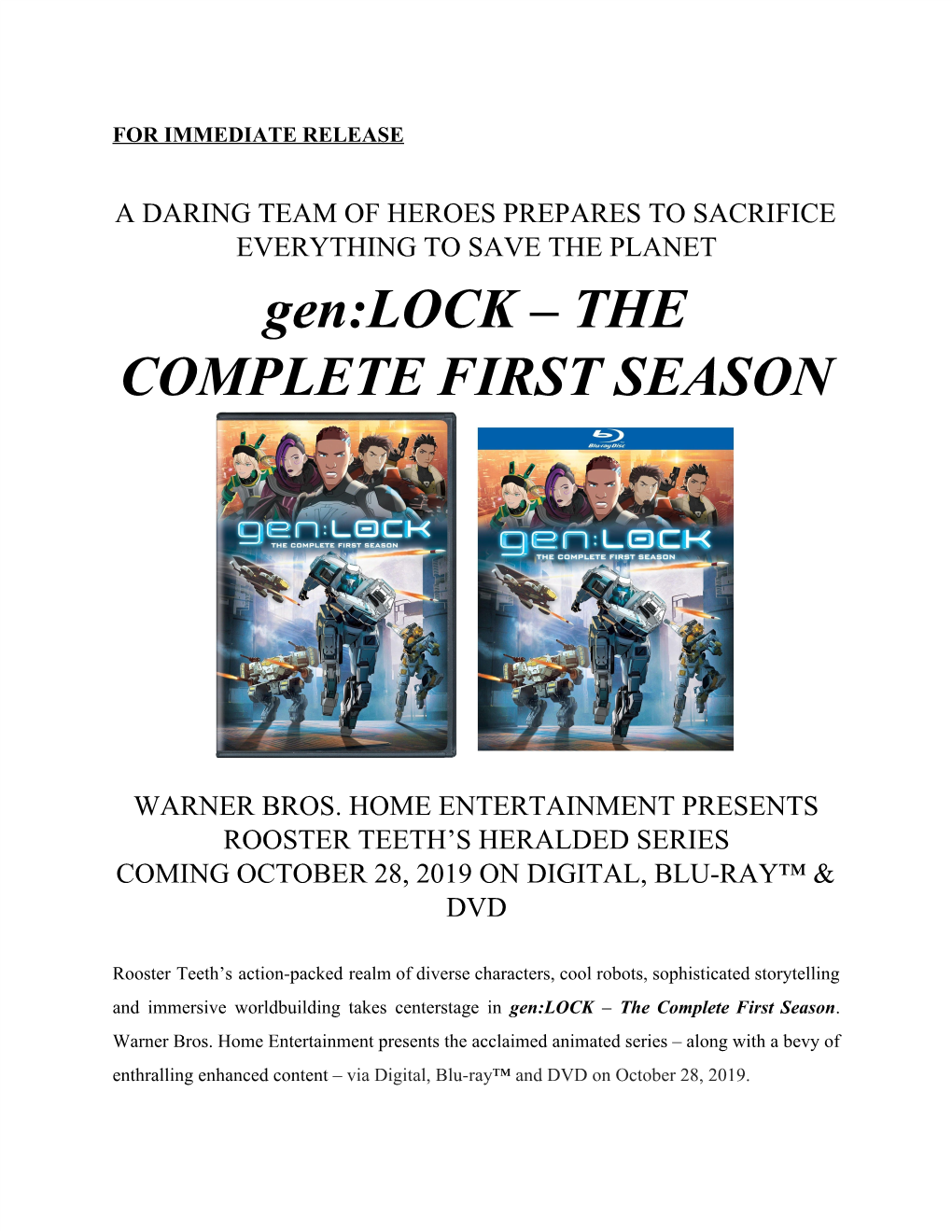 Gen:LOCK – the COMPLETE FIRST SEASON