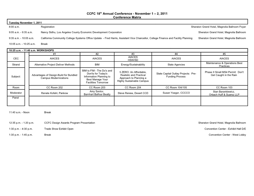 CCFC 18Th Annual Conference - November 1 2, 2011