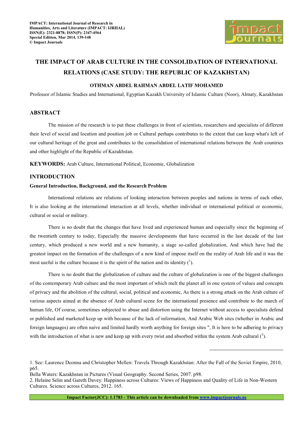 19. the Impact of Arab Culture in the Consolidation-Othman Abdel Rahman