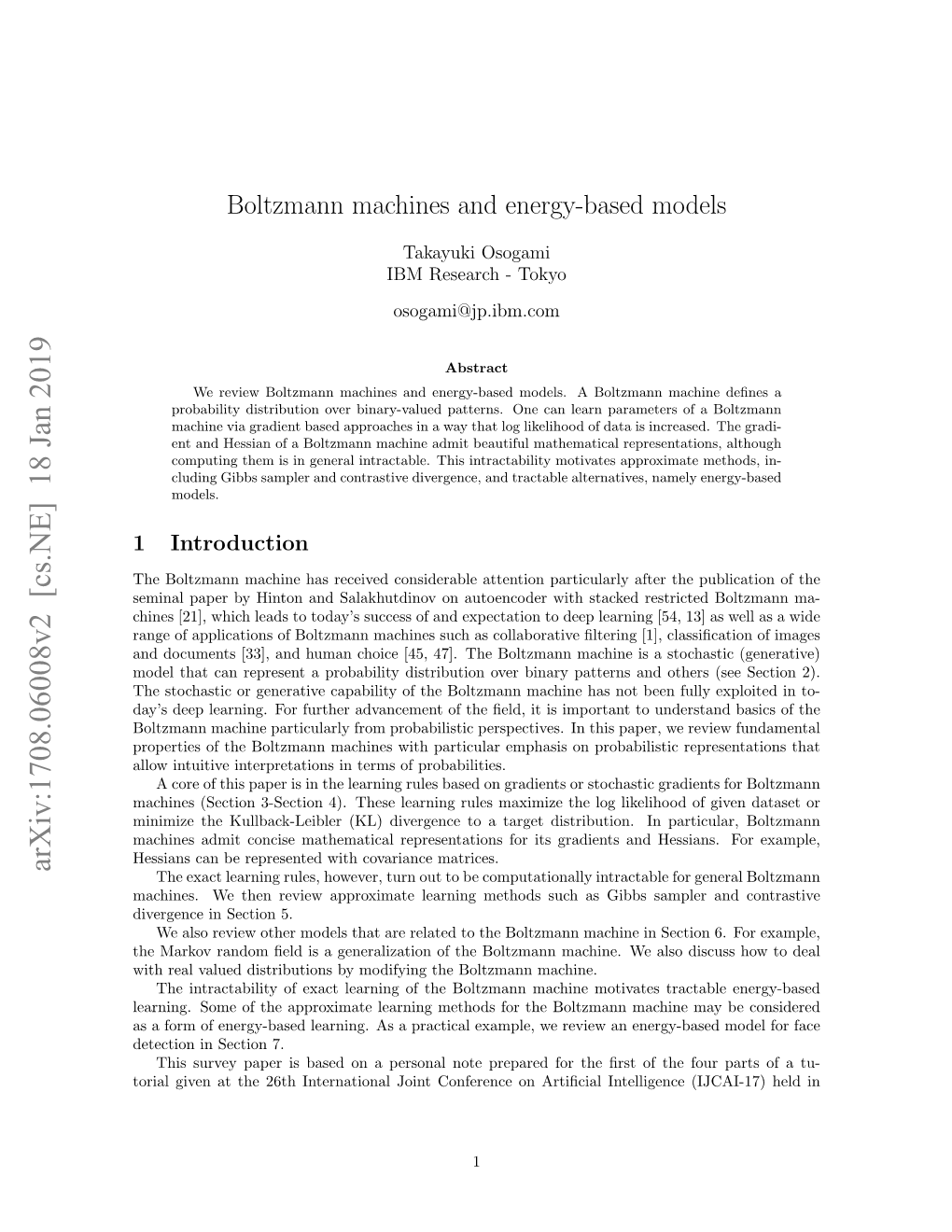 Boltzmann Machines and Energy-Based Models