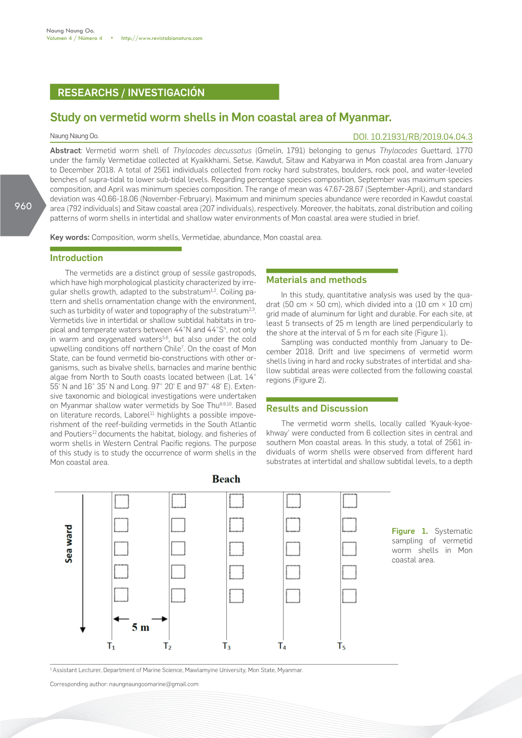 Study on Vermetid Worm Shells in Mon Coastal Area of Myanmar