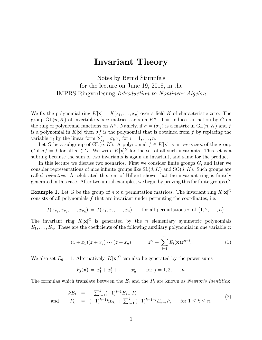 Invariant Theory