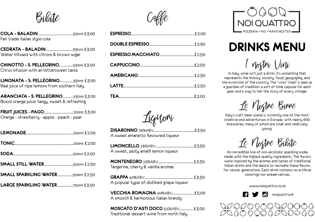 DRINKS MENU Water Infused with Citrons & Brown Sugar ESPRESSO MACCHIATO