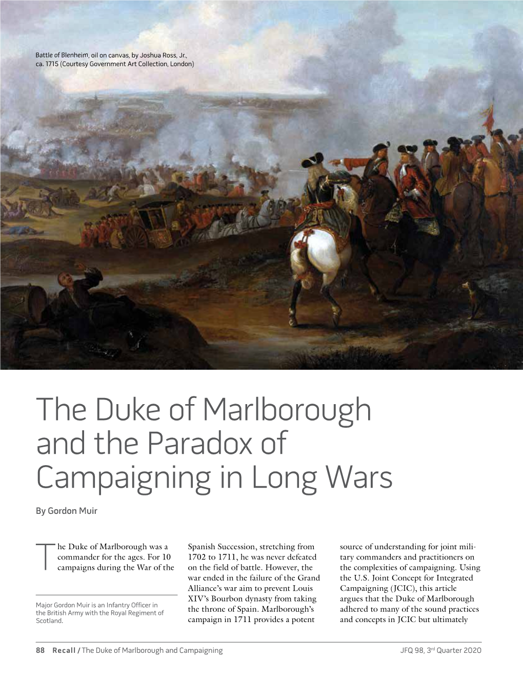 The Duke of Marlborough and the Paradox of Campaigning in Long Wars
