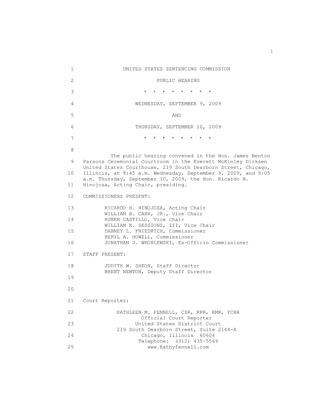 Public Hearing Transcript, Chicago, IL (September 9-10, 2009)