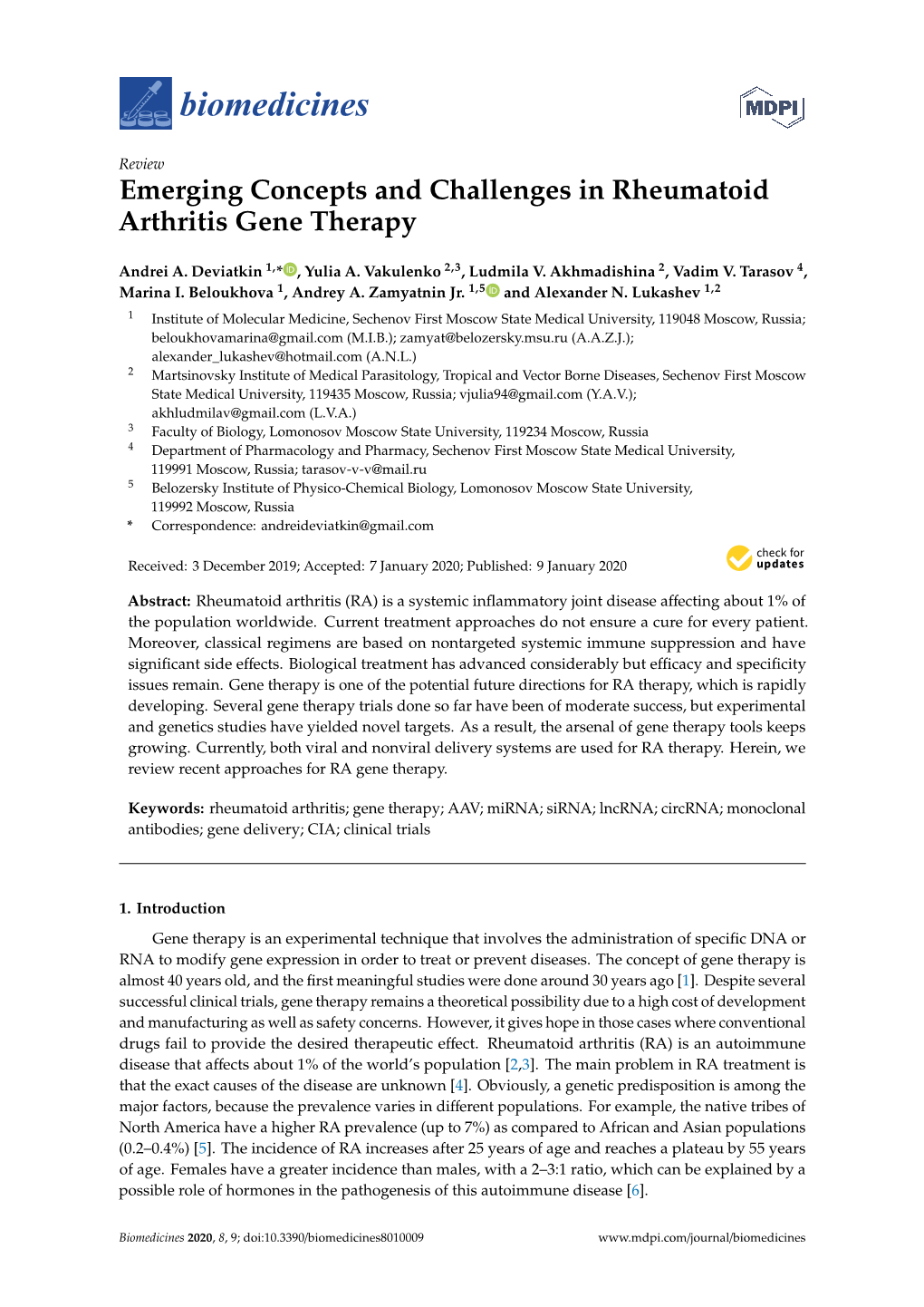 Emerging Concepts and Challenges in Rheumatoid Arthritis Gene Therapy