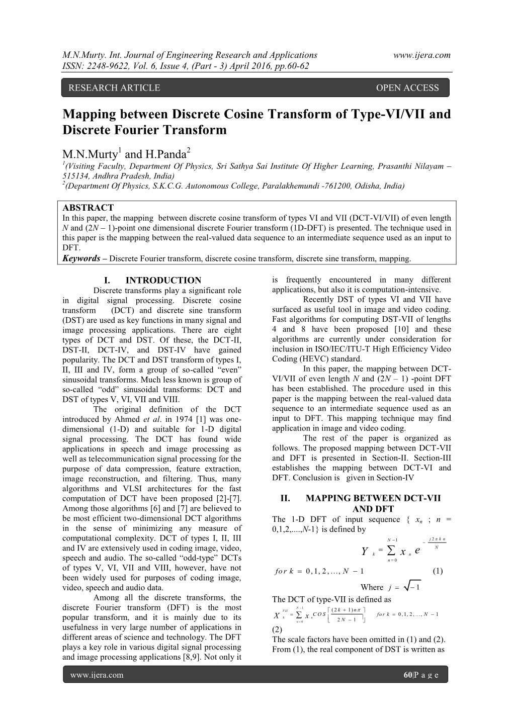 Mapping Between Discrete Cosine Transform of Type-VI/VII and Discrete Fourier Transform