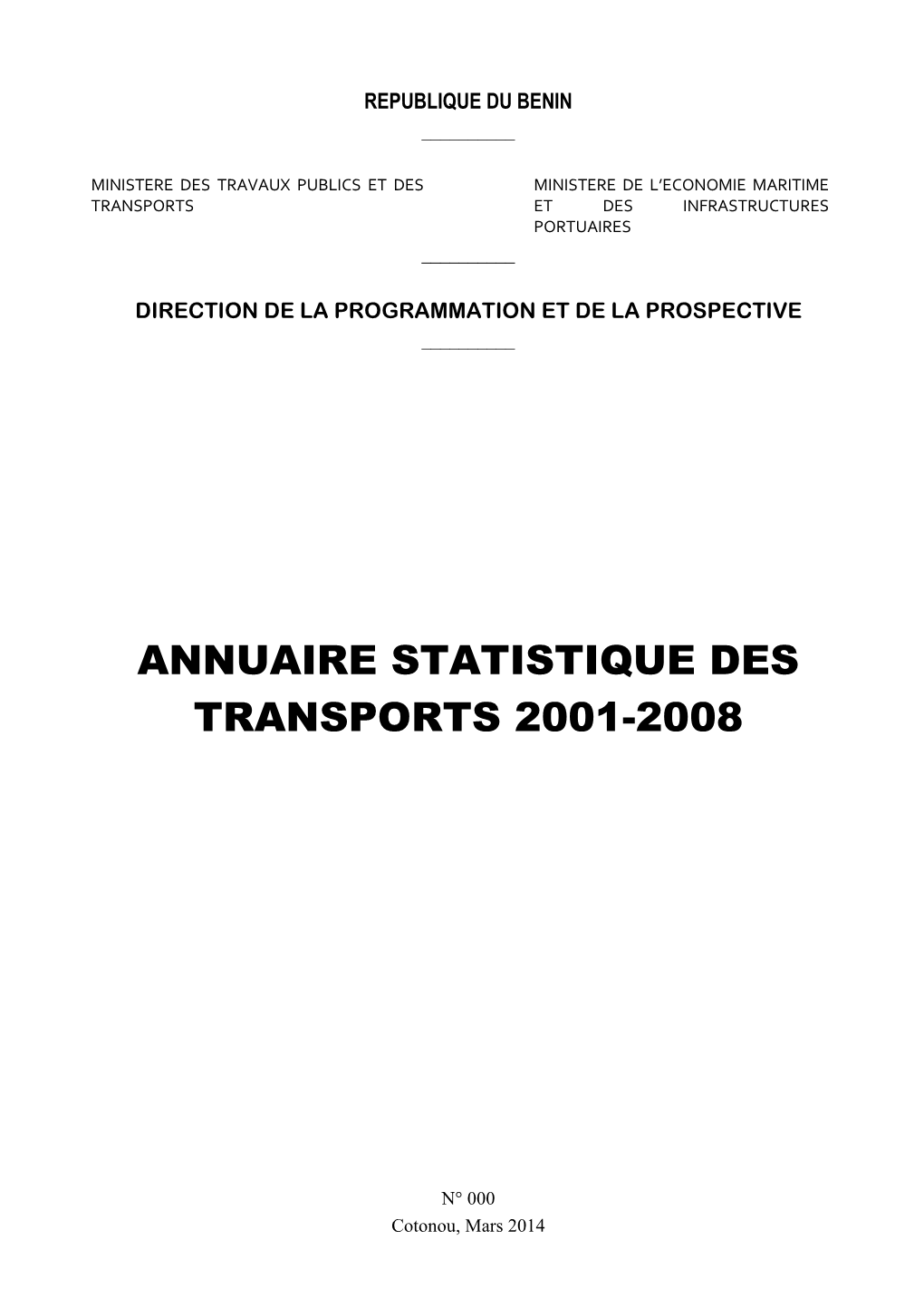 Annuaire Statistique Des Travaux Publics Et Des Transports