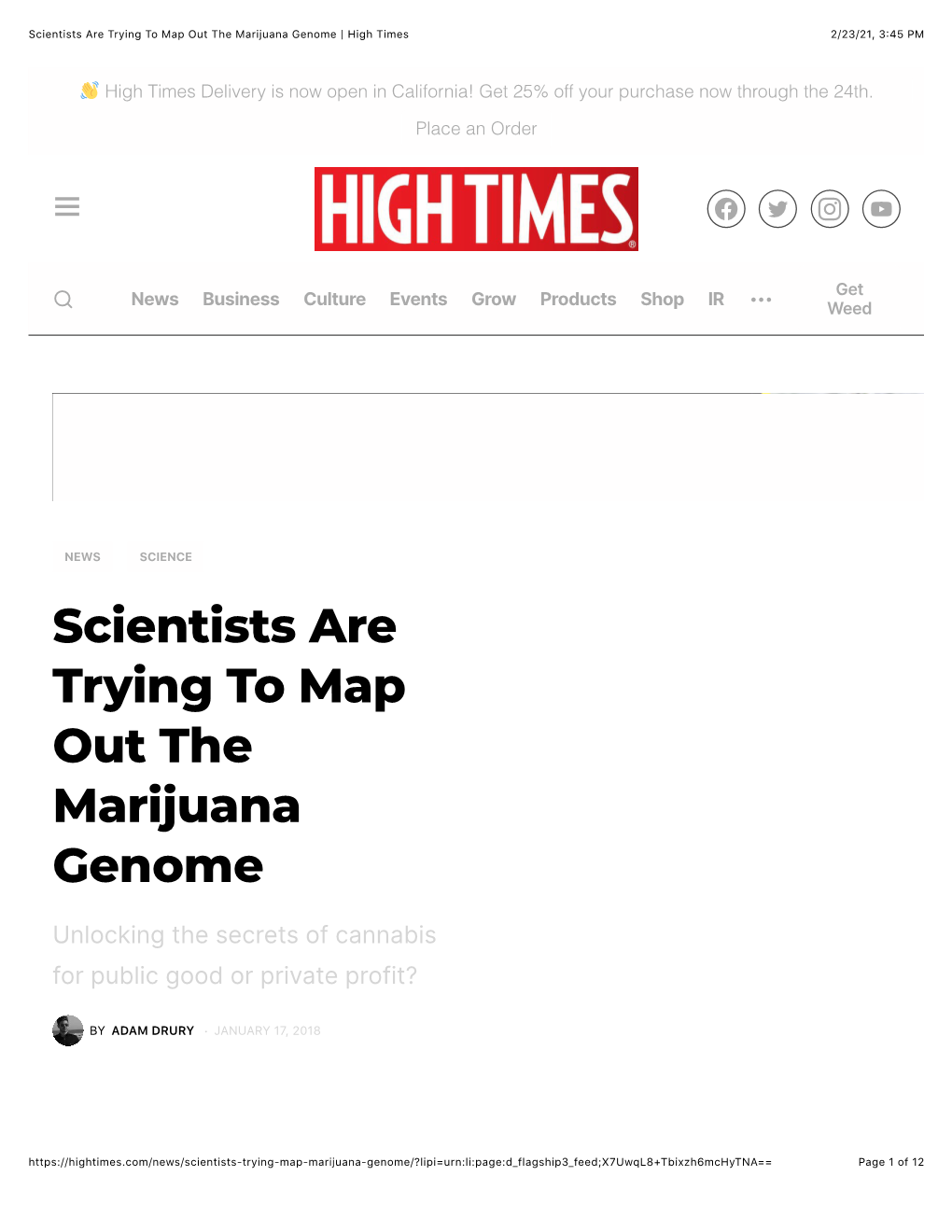 Scientists Are Trying to Map out the Marijuana Genome | High Times 2/23/21, 3:45 PM