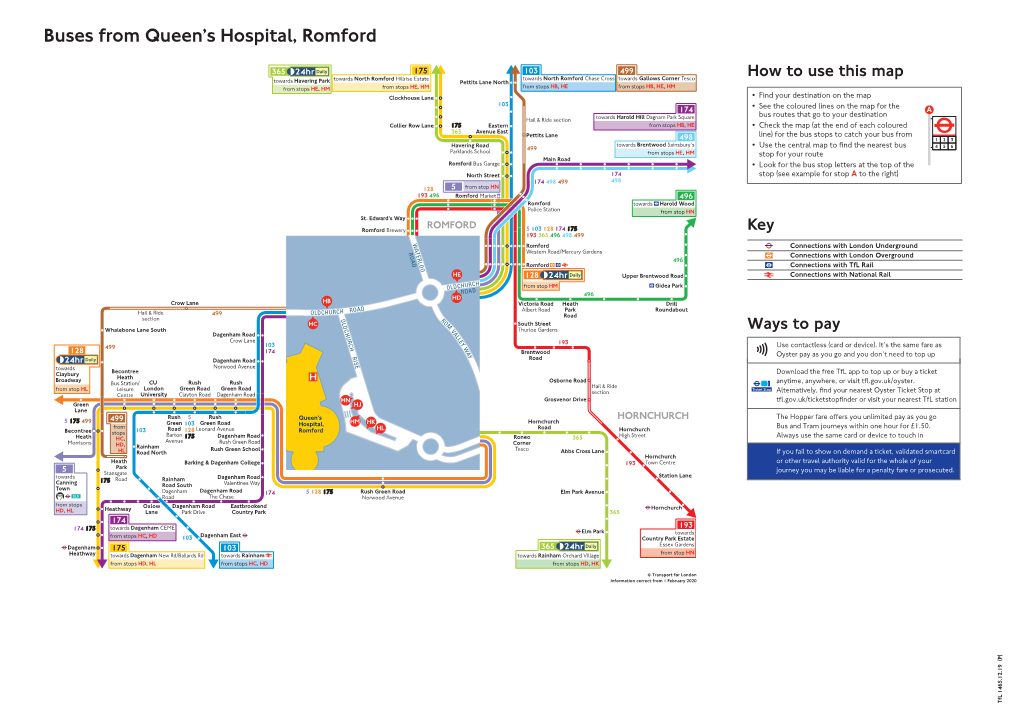 Buses from Queen's Hospital, Romford