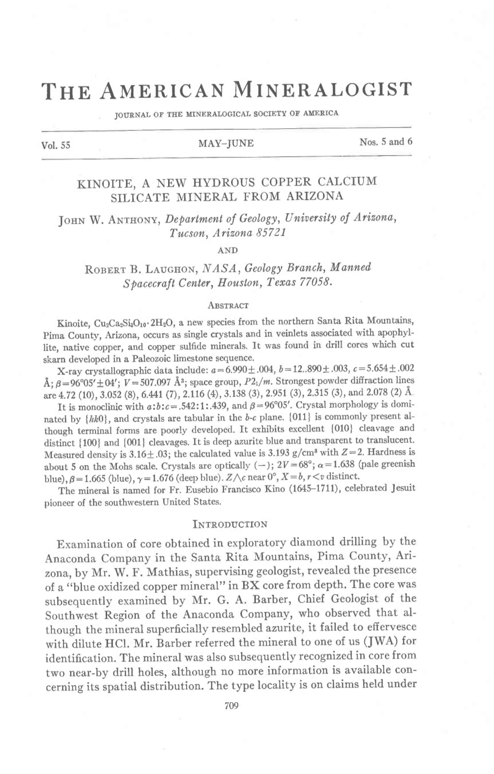 Tnn Americnx Mineralogist of AMERTCA JOTIRNAL of the MTNERAIOGTCAT-Soctety