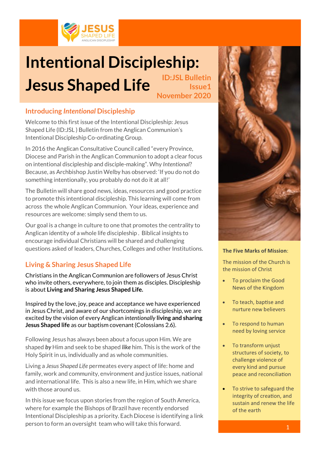 Intentional Discipleship: Jesus Shaped Life (ID:JSL ) Bulletin from the Anglican Communion’S Intentional Discipleship Co-Ordinating Group