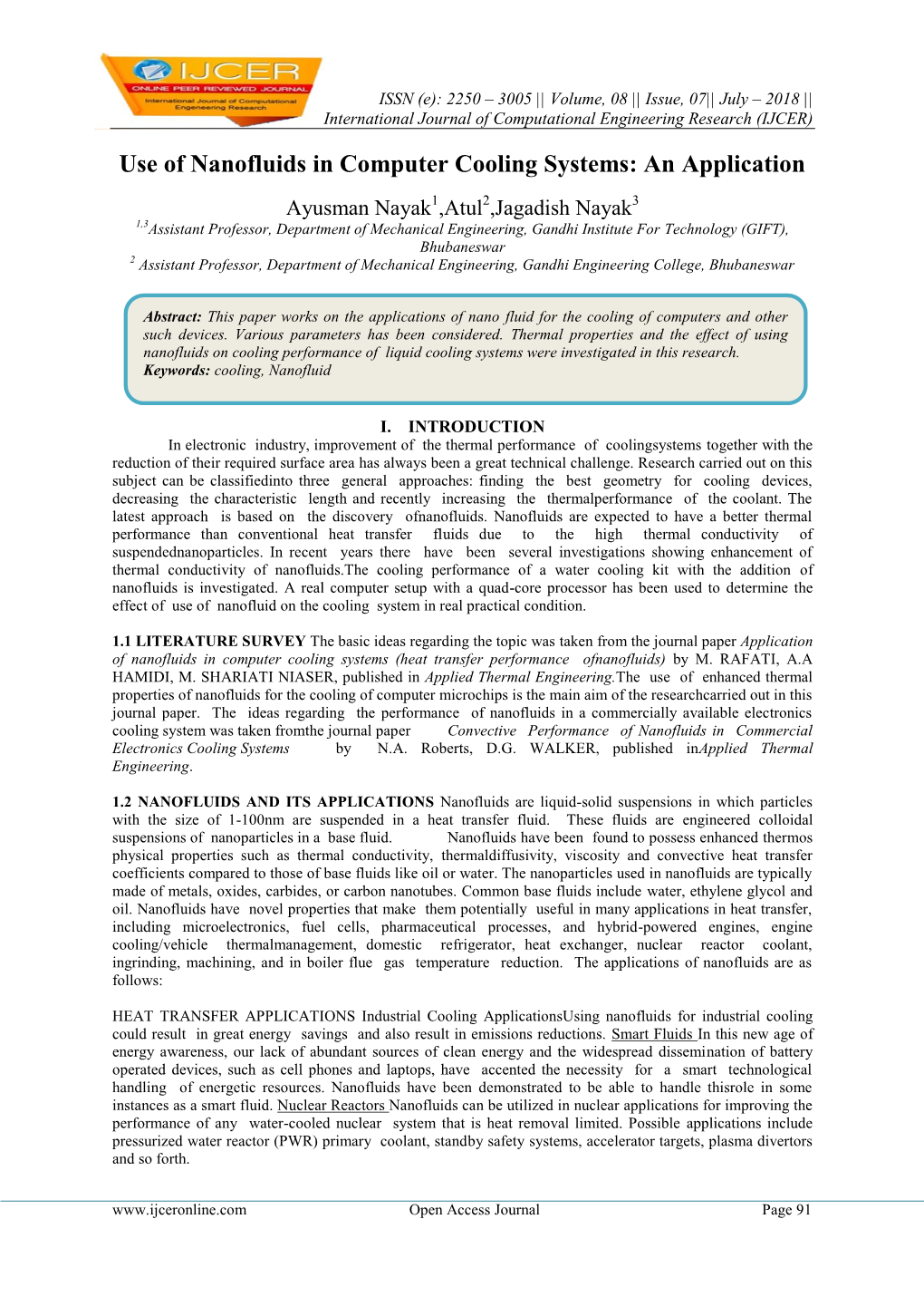 Use of Nanofluids in Computer Cooling Systems: an Application