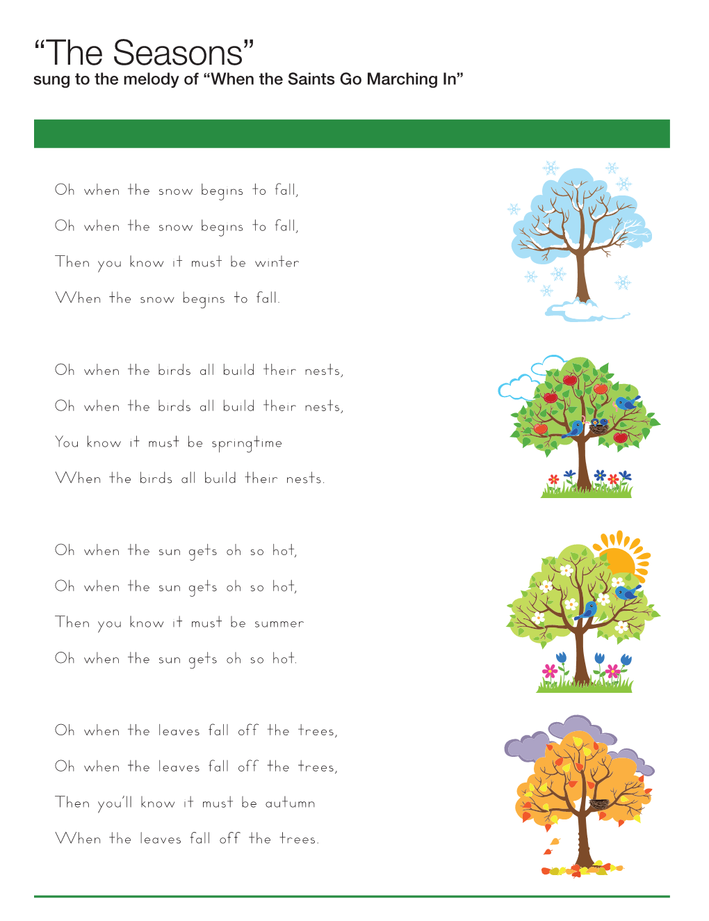 “The Seasons” Sung to the Melody of “When the Saints Go Marching In”