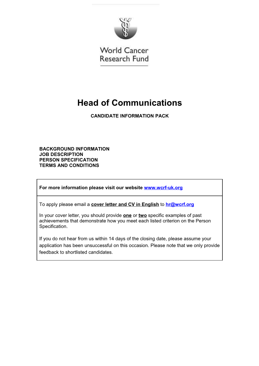 Head of Communications