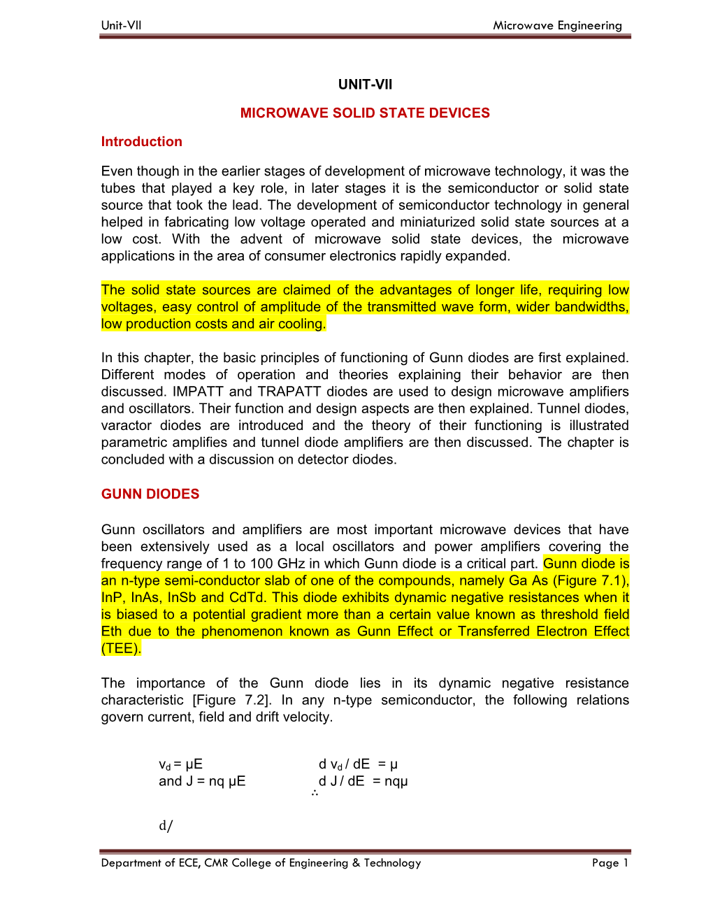 Unit-VII Microwave Engineering