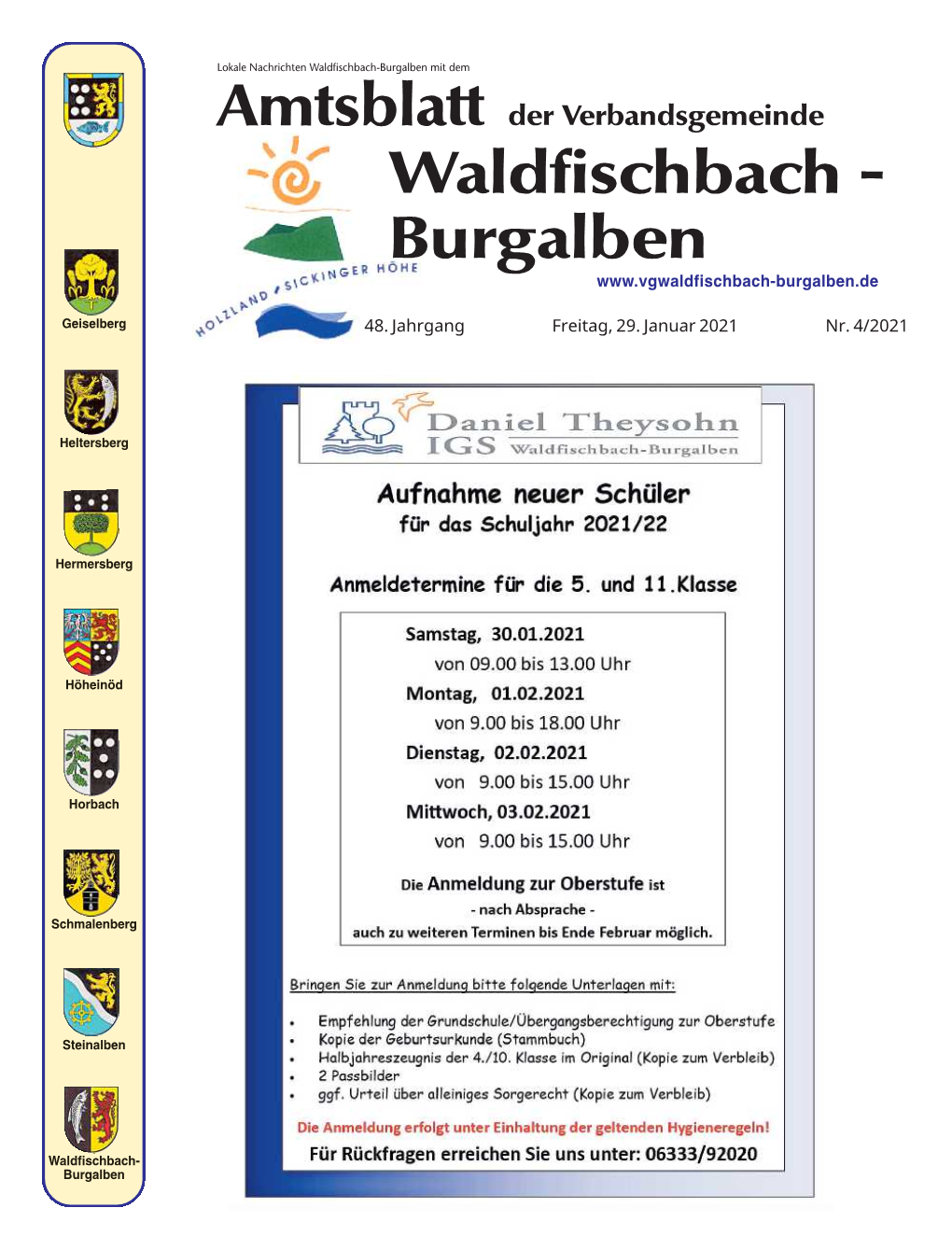 Verbandsgemeinde Waldfischbach-Burgalben -Fundamt- Diegebührensindbeiderbeantragungbarodermiteckartezuentrichten