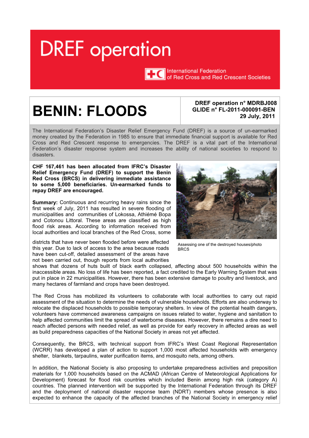 BENIN: FLOODS 29 July, 2011