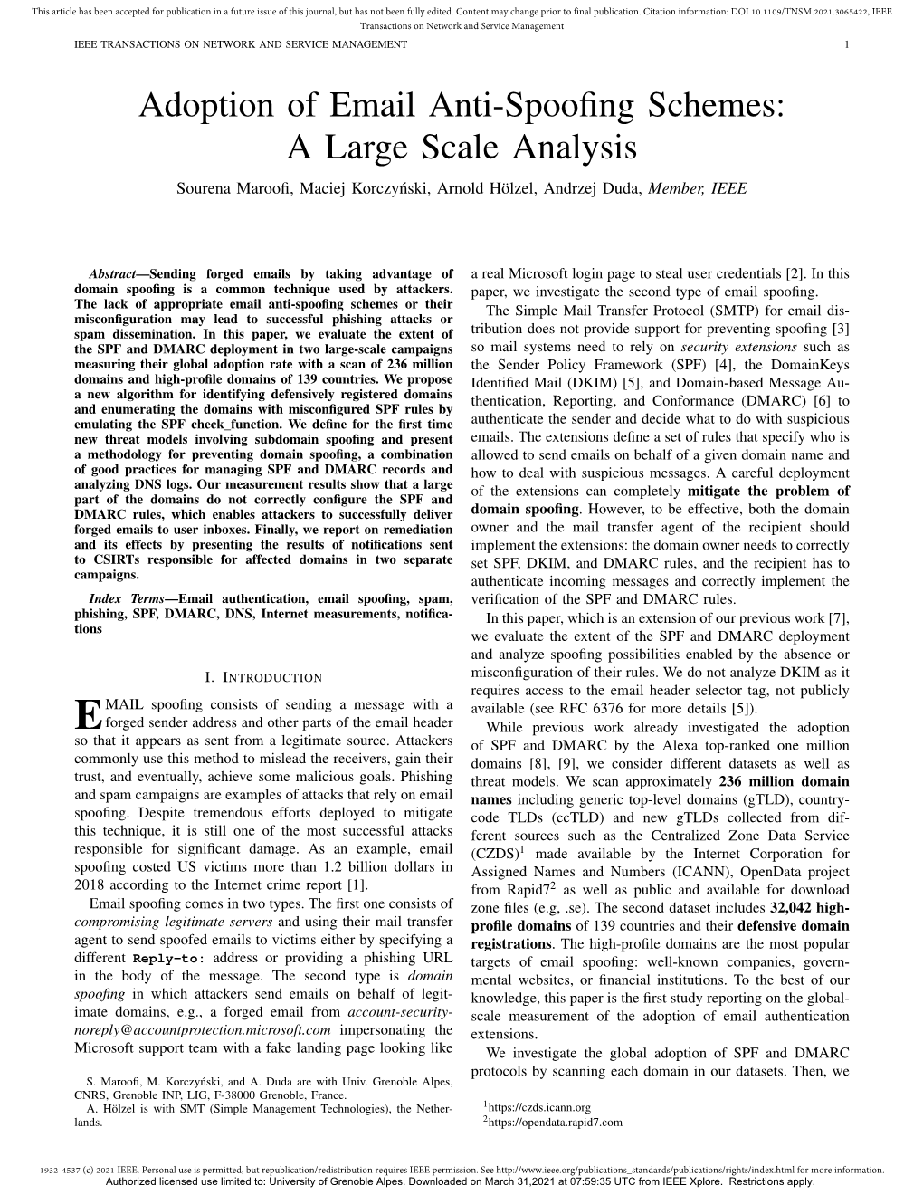 Adoption of Email Anti-Spoofing Schemes: a Large Scale Analysis