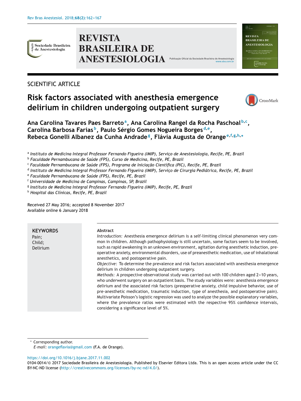 Risk Factors Associated with Anesthesia Emergence