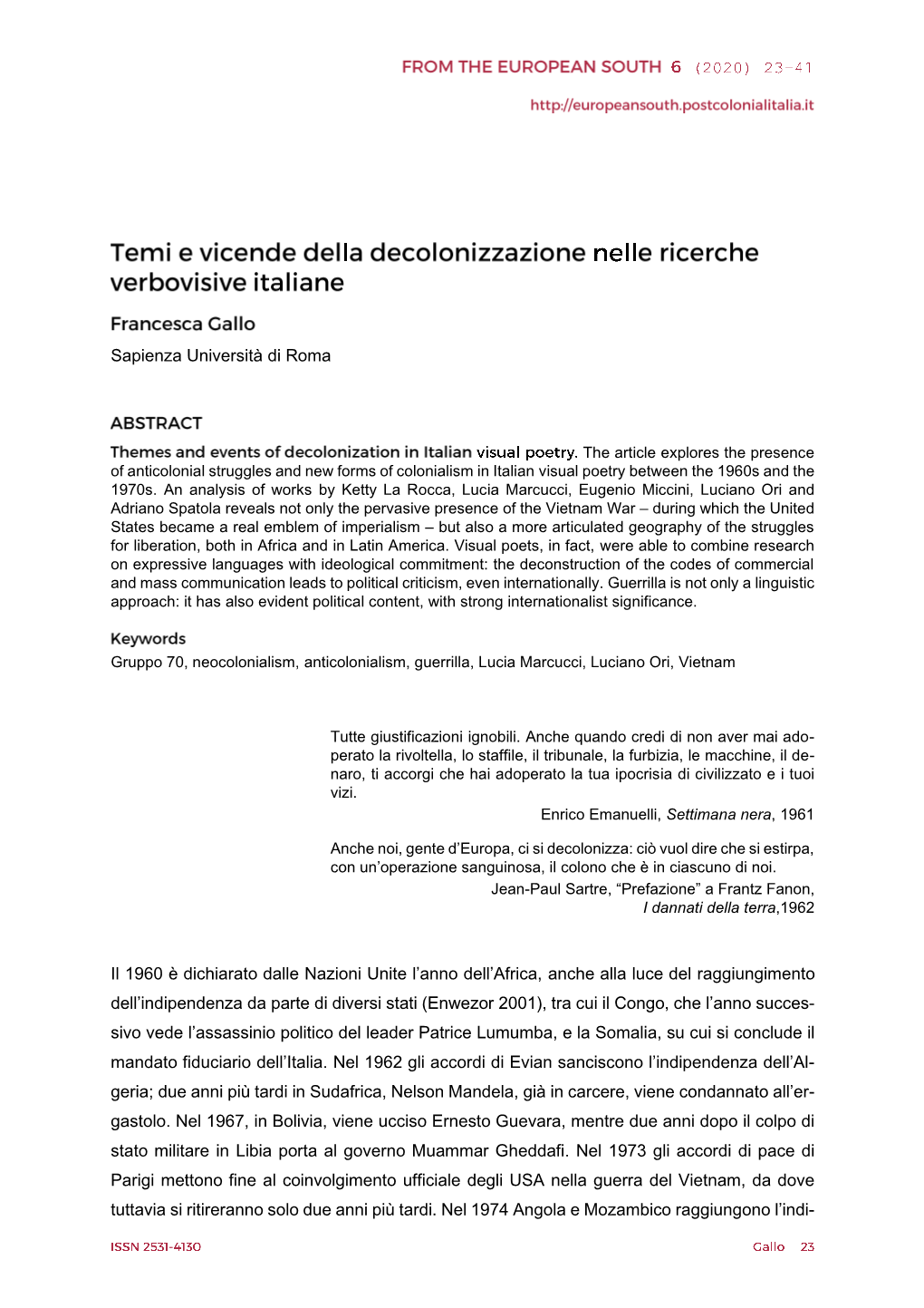 Sapienza Università Di Roma Il 1960 È Dichiarato Dalle Nazioni Unite L'anno Dell'africa, Anche Alla Luce Del Raggiungiment