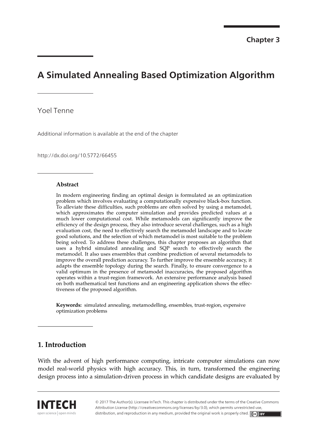 A Simulated Annealing Based Optimization Algorithm