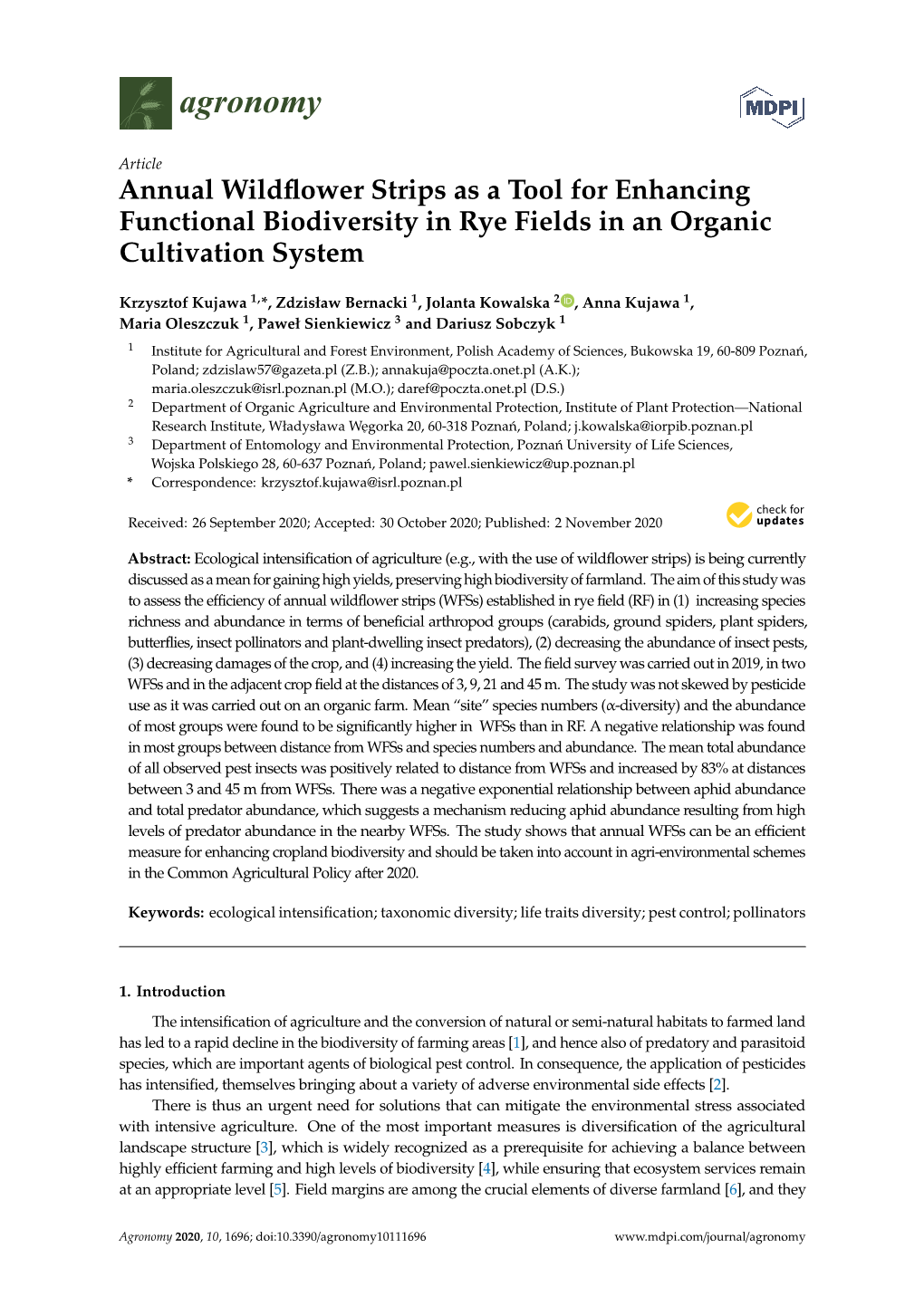 Annual Wildflower Strips As a Tool for Enhancing Functional Biodiversity