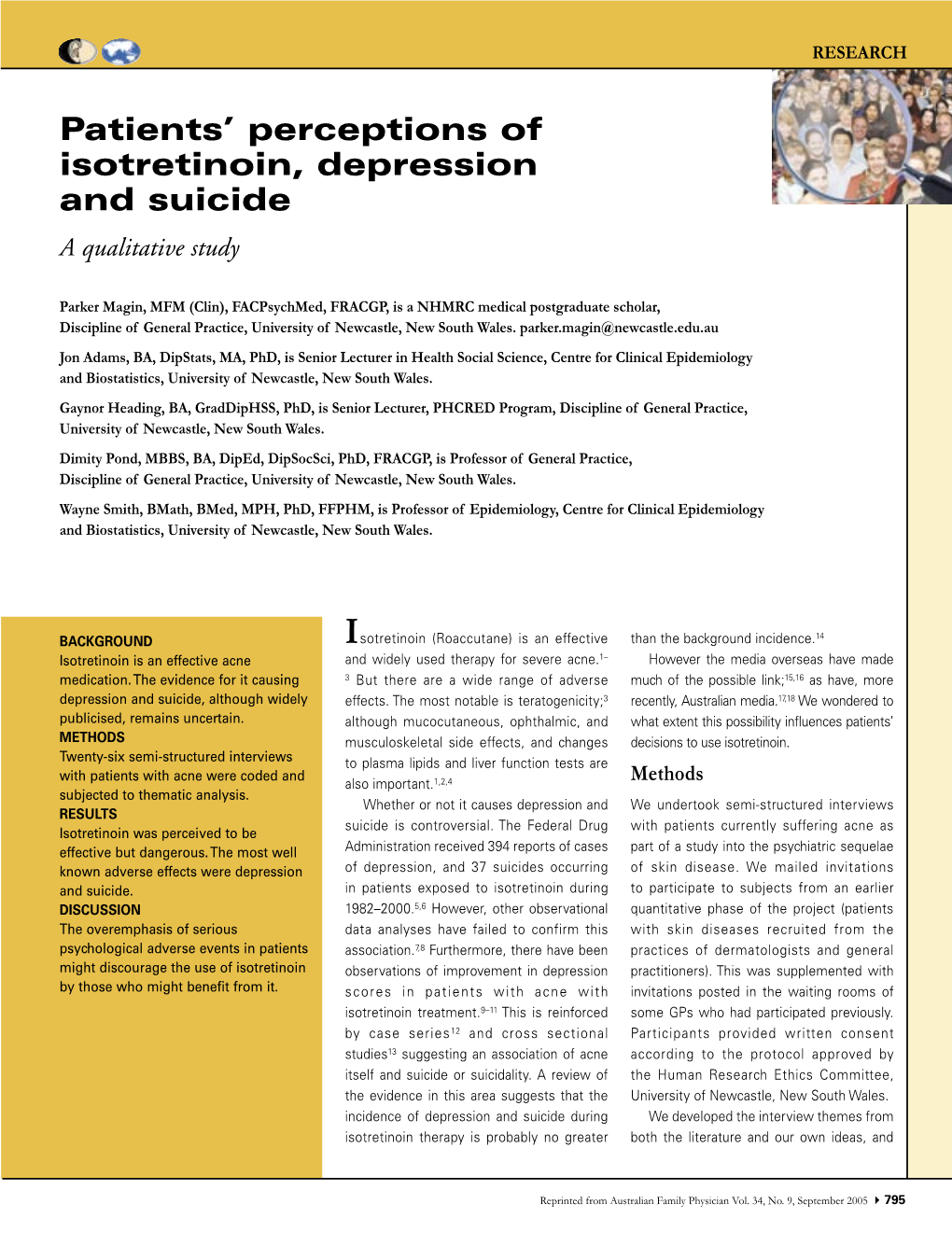 Patients' Perceptions of Isotretinoin, Depression and Suicide