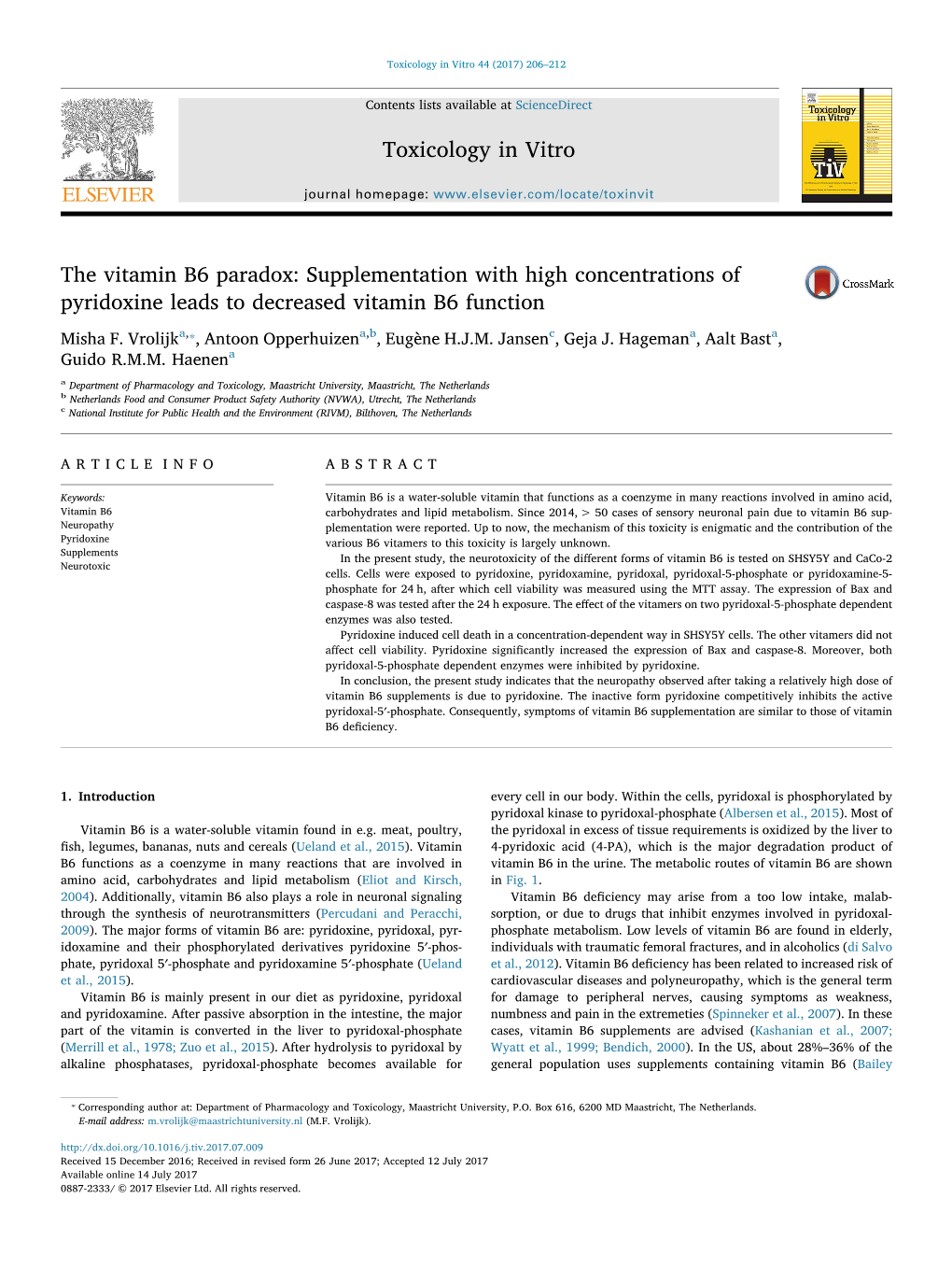 The Vitamin B6 Paradox Supplementation with High