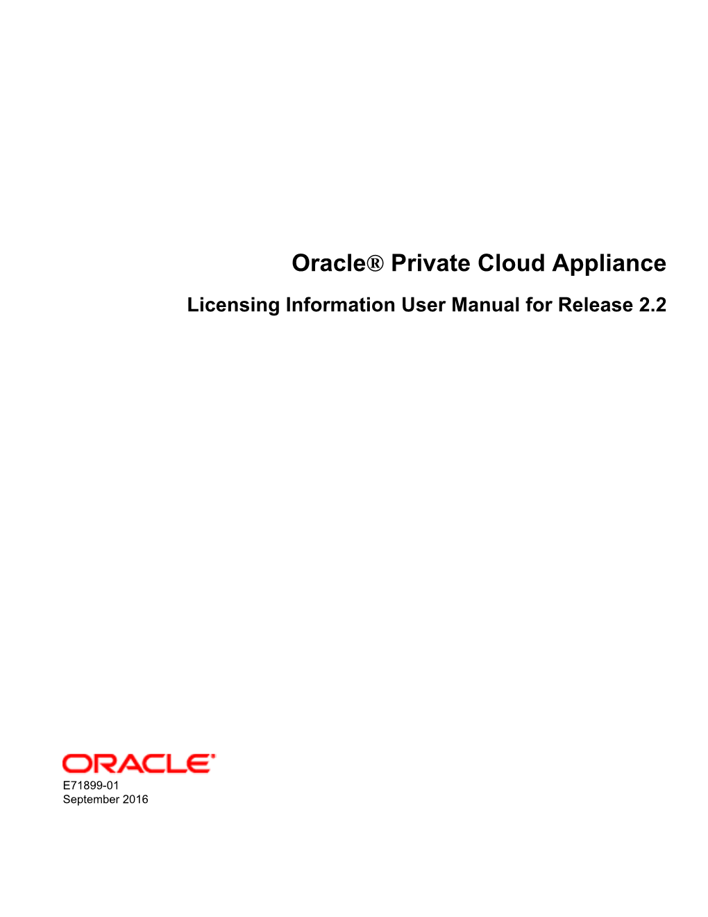 Oracle® Private Cloud Appliance Licensing Information User Manual for Release 2.2
