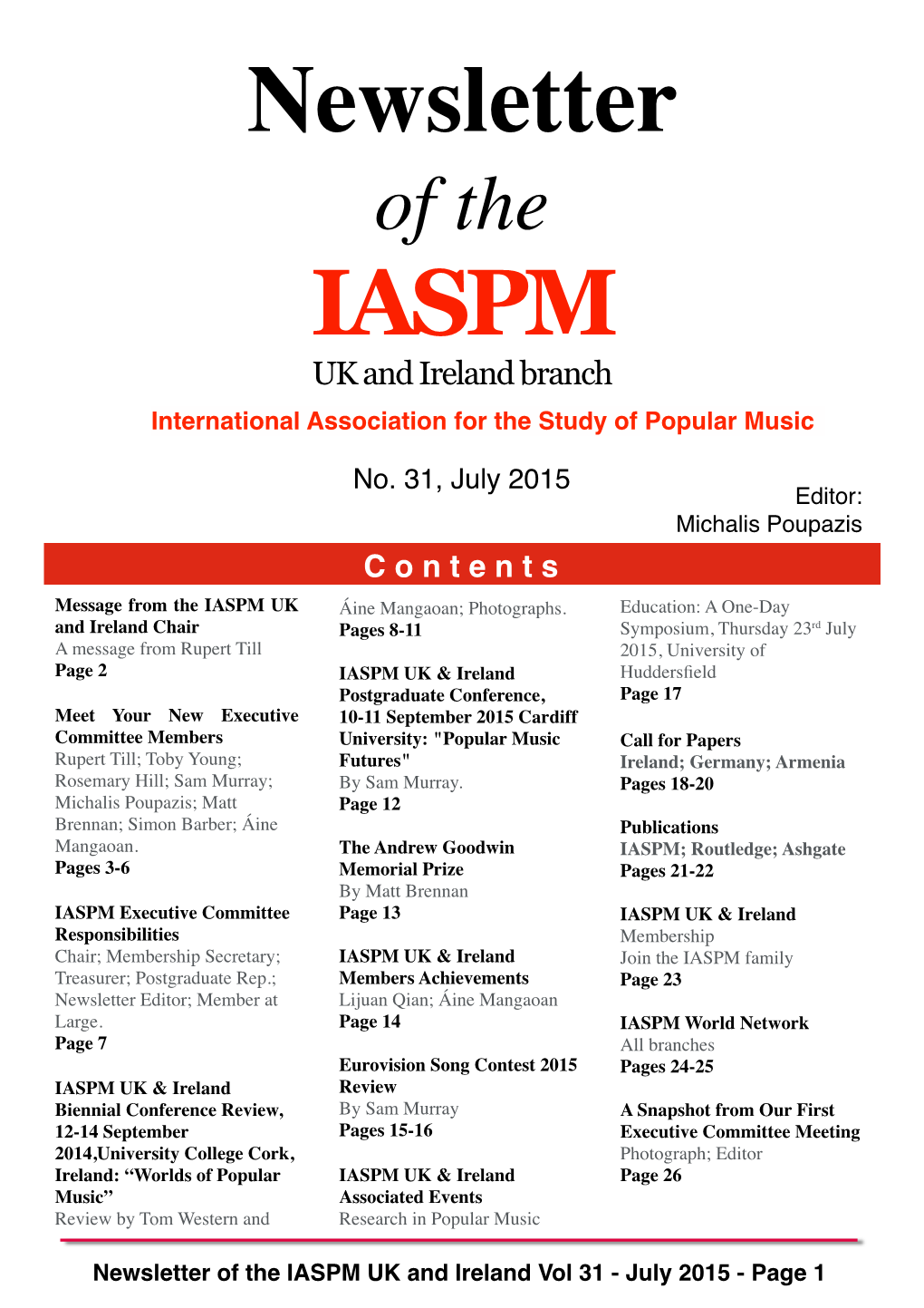 Newsletter IASPM UK&I Vol31 July2015