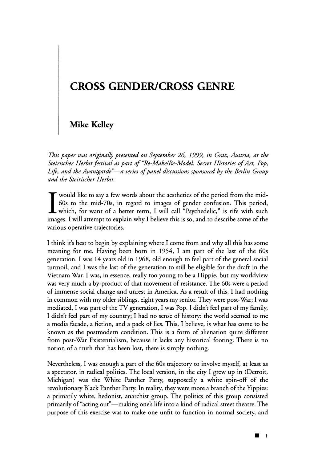 Cross Gender/Cross Genre