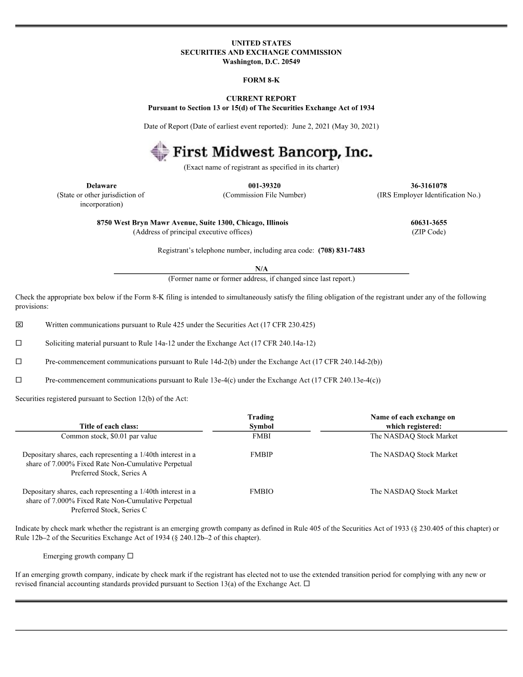 UNITED STATES SECURITIES and EXCHANGE COMMISSION Washington, D.C. 20549 FORM 8-K CURRENT REPORT Pursuant to Section 13 Or 15(D)