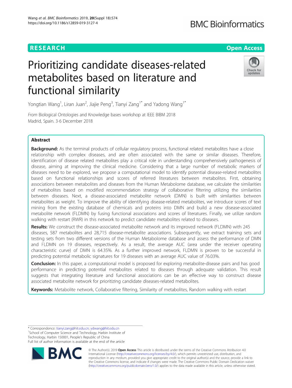 Prioritizing Candidate Diseases-Related Metabolites Based