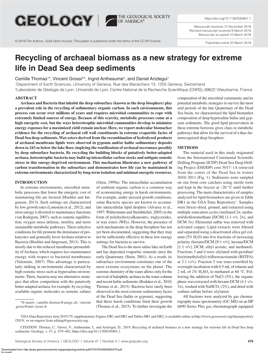 Recycling of Archaeal Biomass As a New Strategy for Extreme Life in Dead Sea Deep Sediments