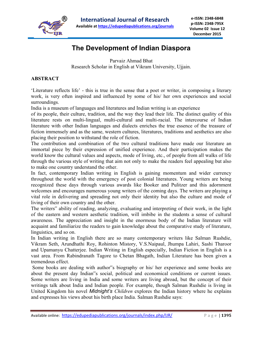 The Development of Indian Diaspora