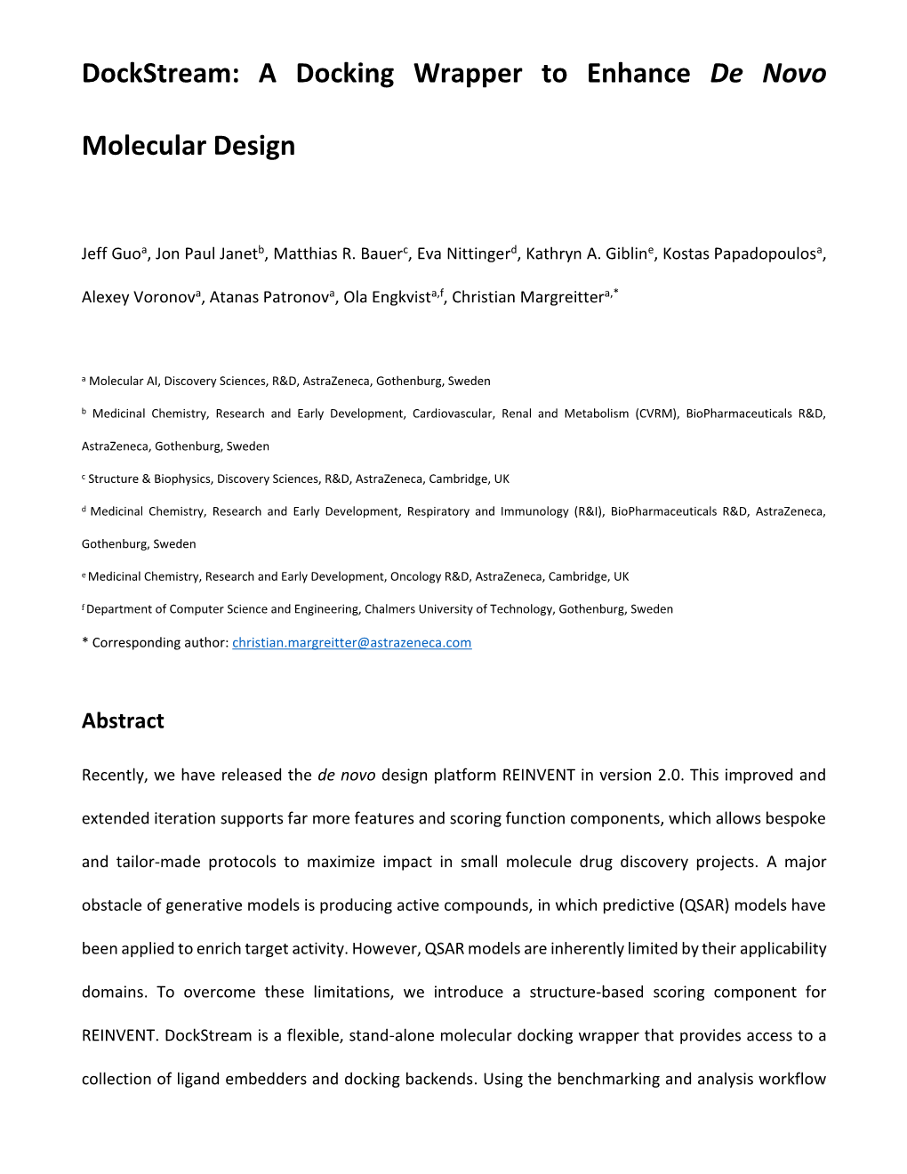 A Docking Wrapper to Enhance De Novo Molecular Design